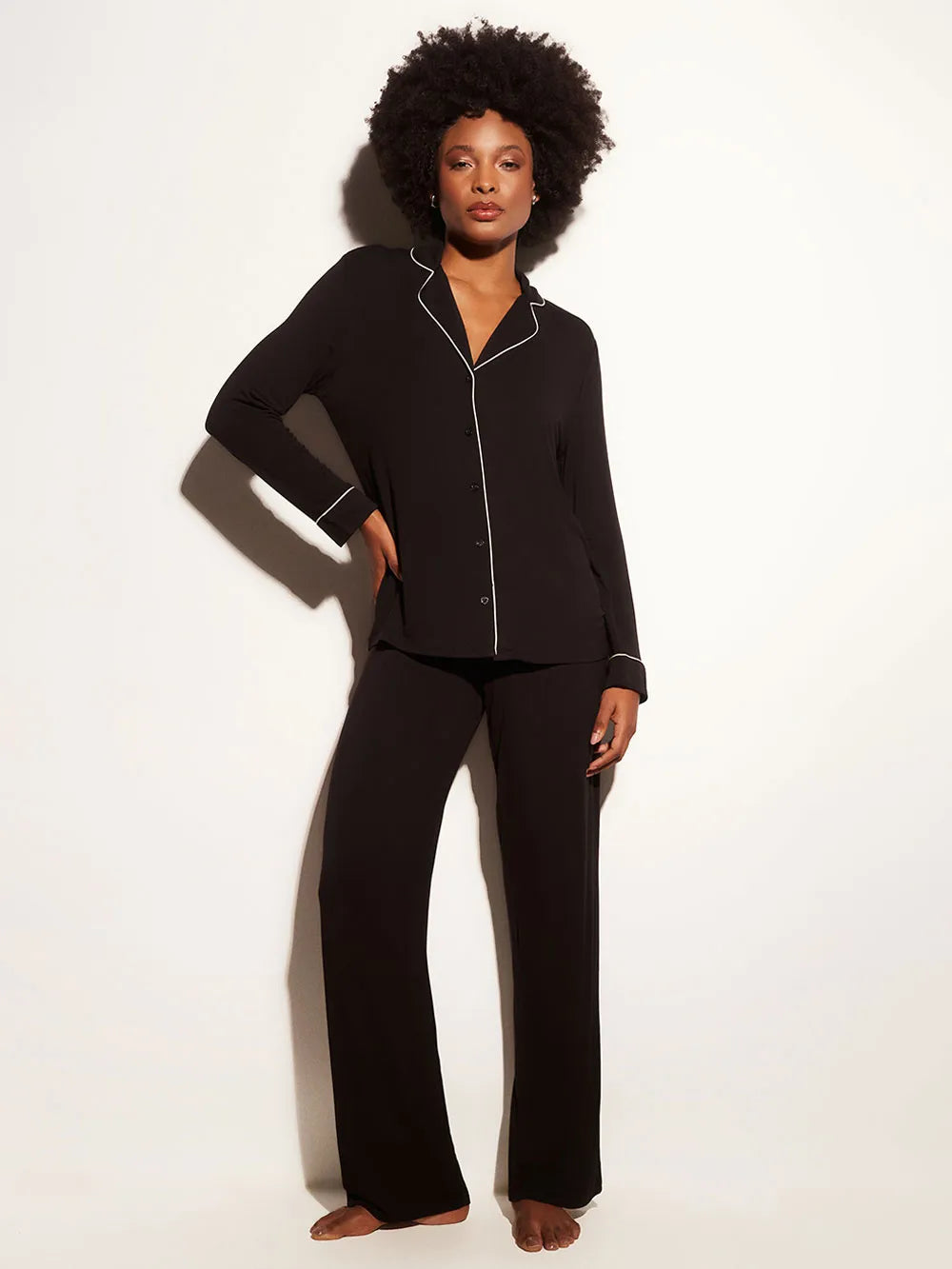Pijama Longo Manga Longa Visco Classic Preto