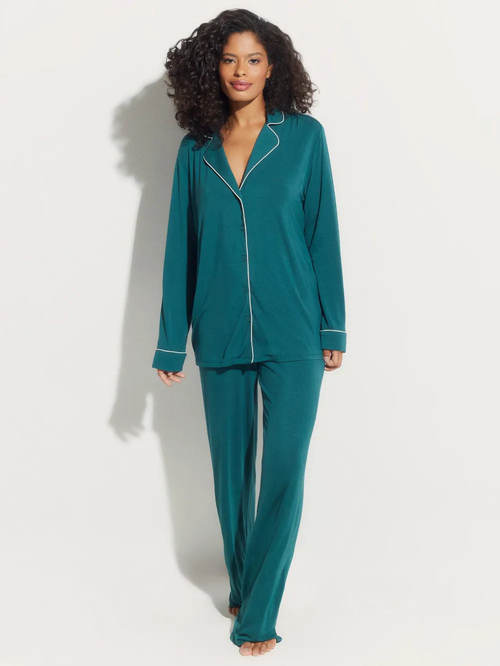 Pijama Longo Manga Longa Visco Classic Verde Escuro